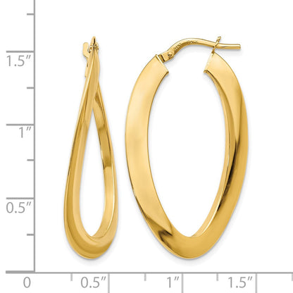 Polished Twisted Oval Hoop Earrings - 21mm