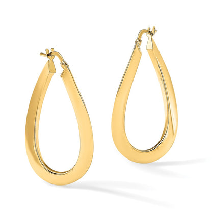 Polished Twisted Oval Hoop Earrings - 21mm