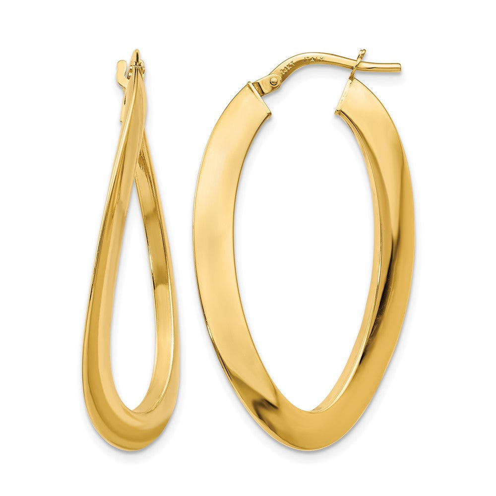 Polished Twisted Oval Hoop Earrings - 21mm