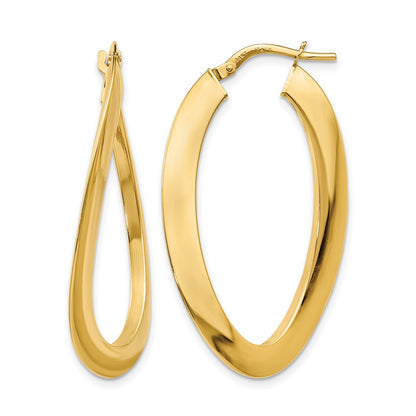 Polished Twisted Oval Hoop Earrings - 21mm