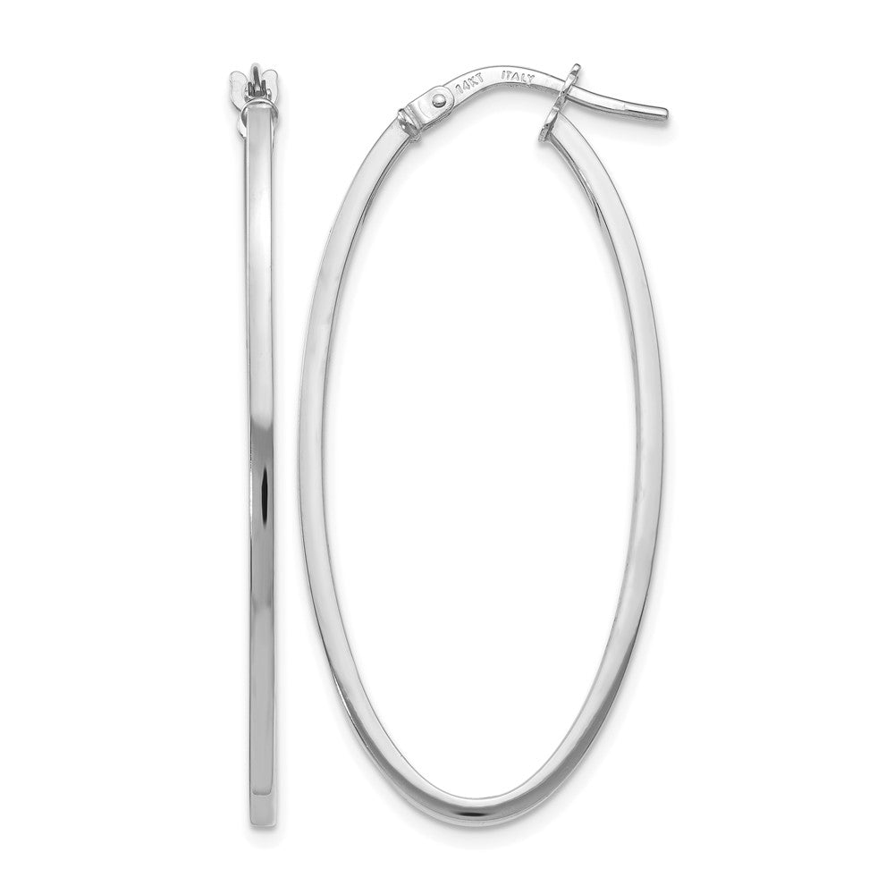 Polished Oval Hoop Earrings - 1.5mm, 1.33g