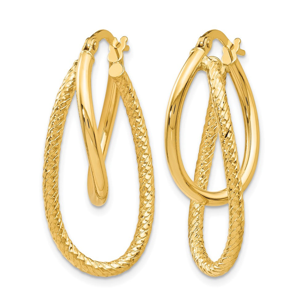Polished and Textured Hinged Hoop Earrings - White Gold