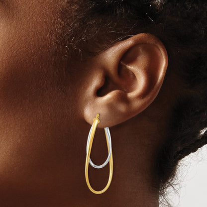 Polished Hoop Earrings - Two-Tone Gold