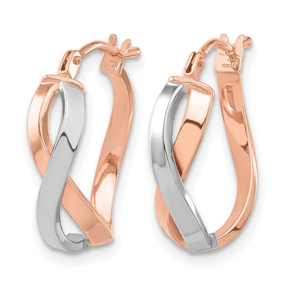 Polished Bypass Hoop Earrings - White & Rose Gold