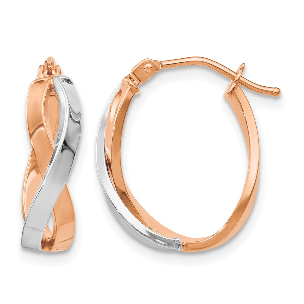 Polished Bypass Hoop Earrings - White & Rose Gold