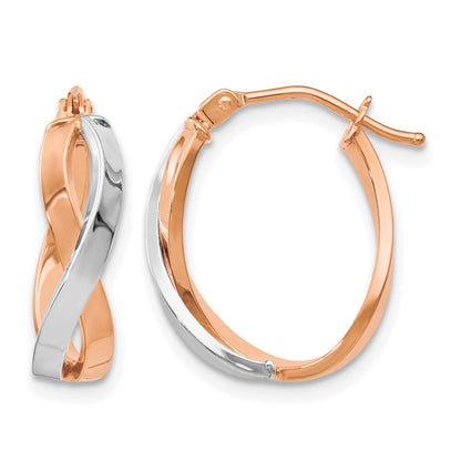 Polished Bypass Hoop Earrings - White & Rose Gold