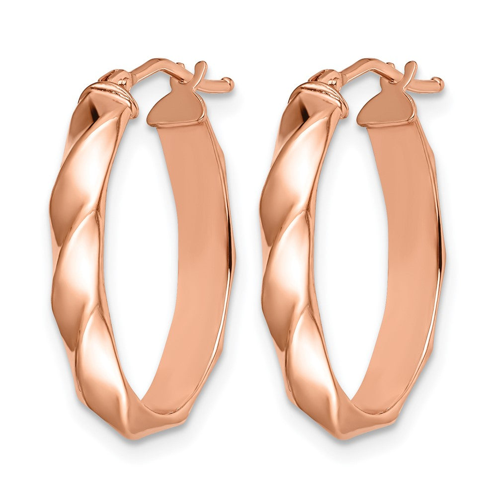 Polished and Twisted Oval Hoop Earrings - 1.43g