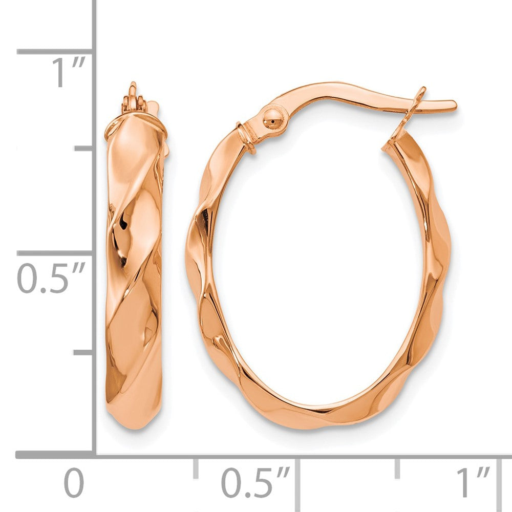 Polished and Twisted Oval Hoop Earrings - 1.43g