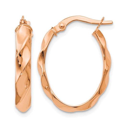 Polished and Twisted Oval Hoop Earrings - 1.43g