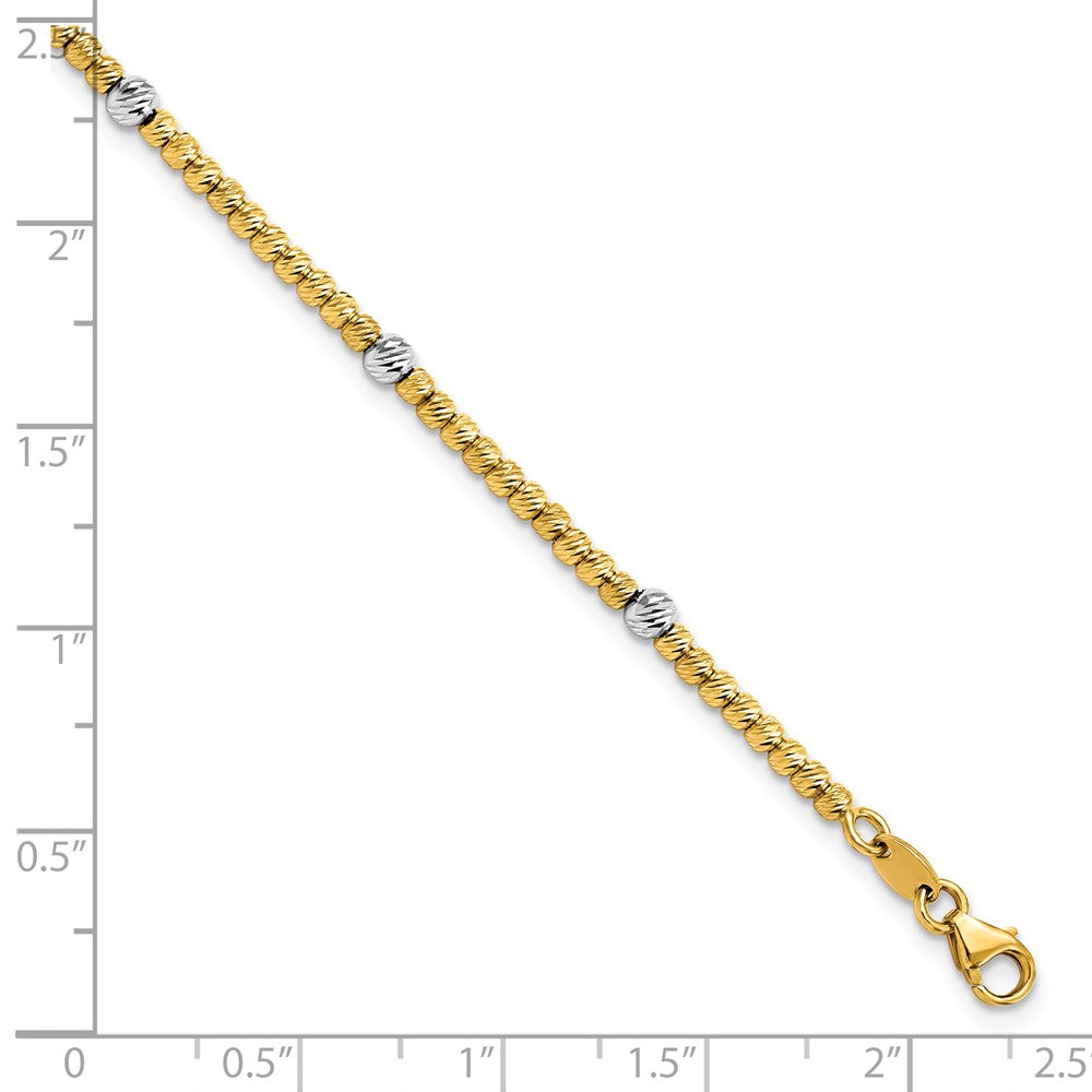 Polished D/C Beaded Bracelet 7.5" - Two-Tone Gold