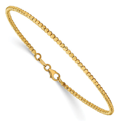 Polished D/C Beaded Bracelet 7" - Yellow Gold