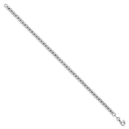 Polished and Diamond-cut Beaded Bracelet 7.25" - White Gold
