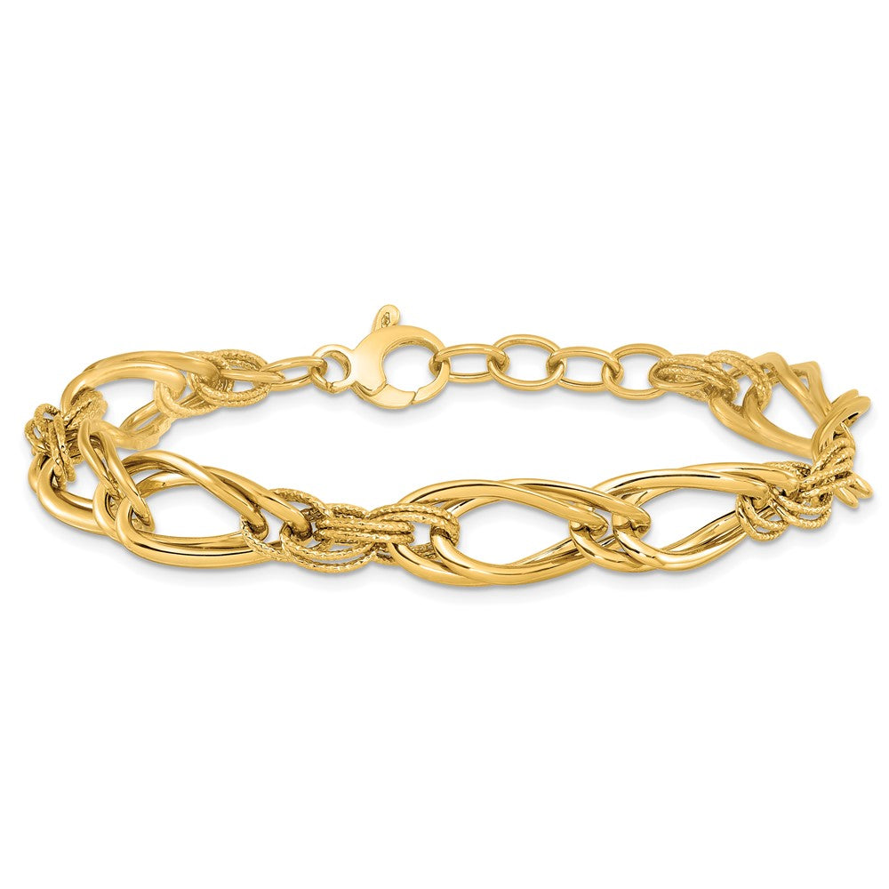 Polished Fancy Link Bracelet 8" - 9mm
