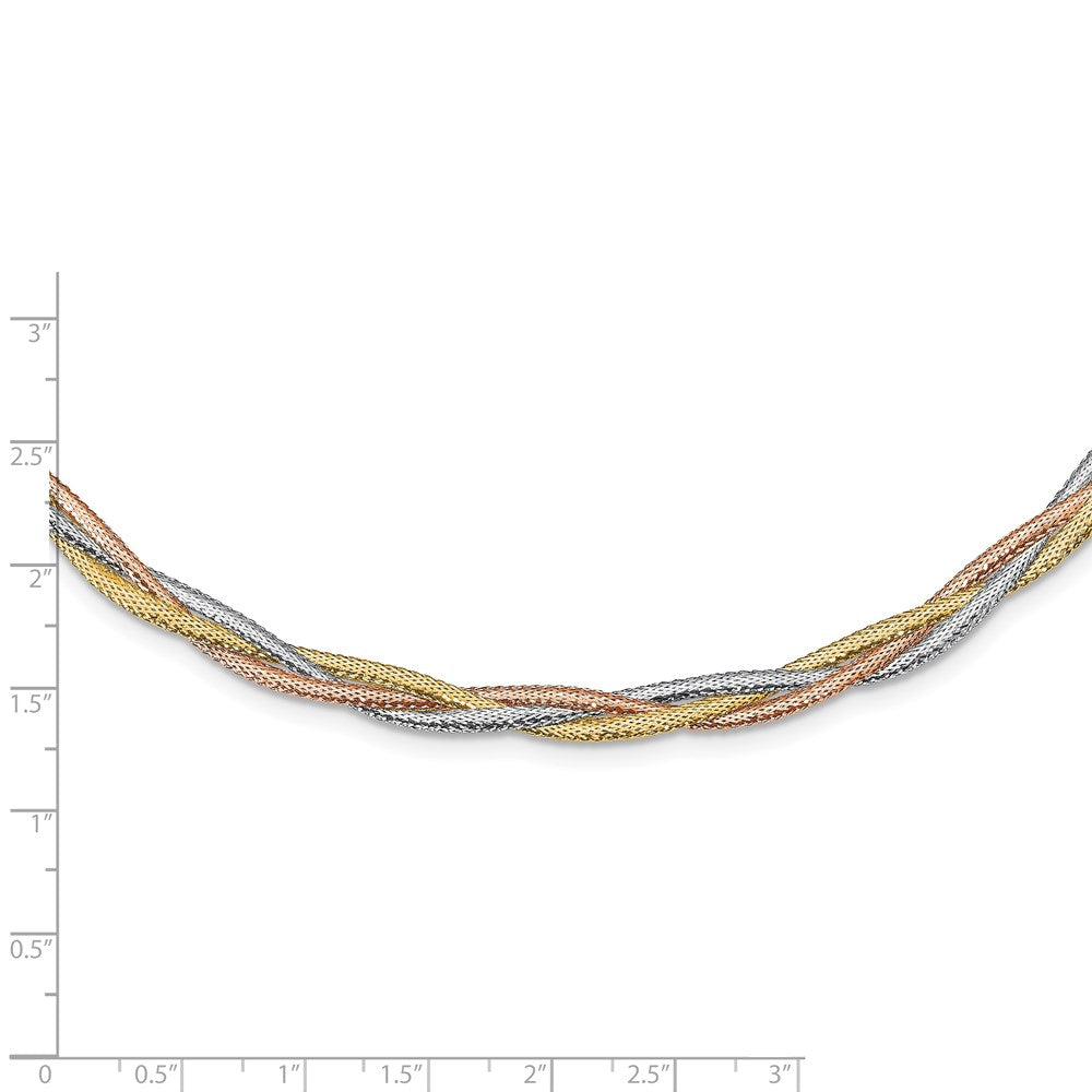 Polished Mesh Necklace 17.75" - Yellow Gold with Rhodium