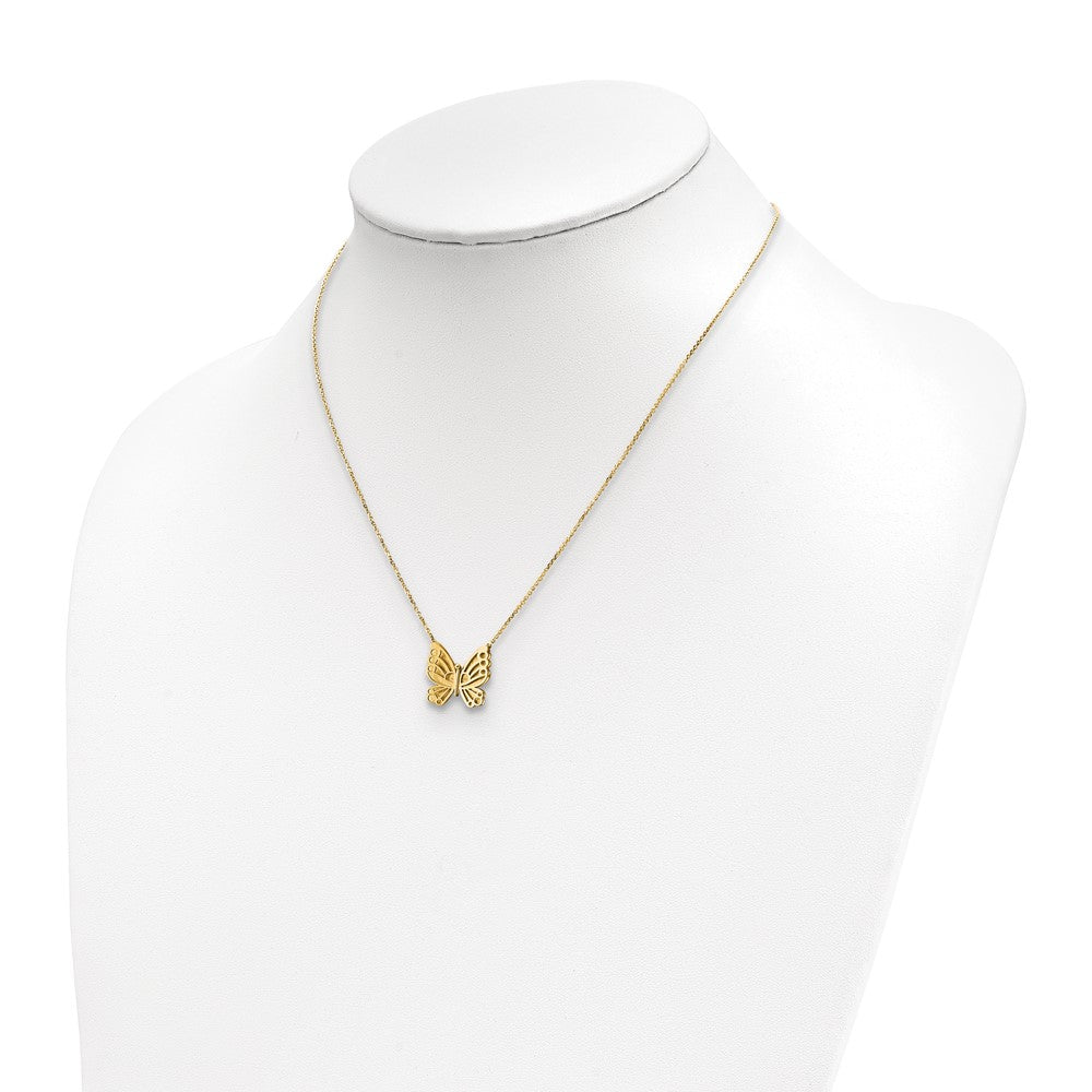 Polished and Brushed Butterfly w/ 2in ext Necklace
