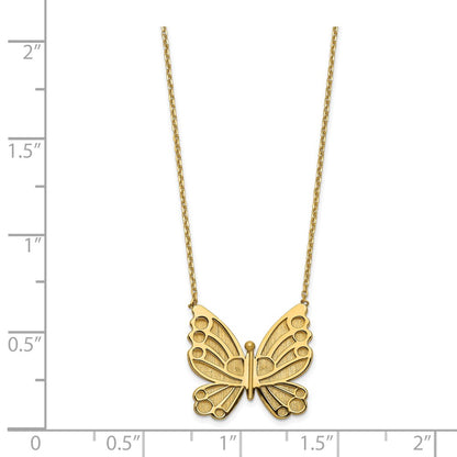 Polished and Brushed Butterfly w/ 2in ext Necklace