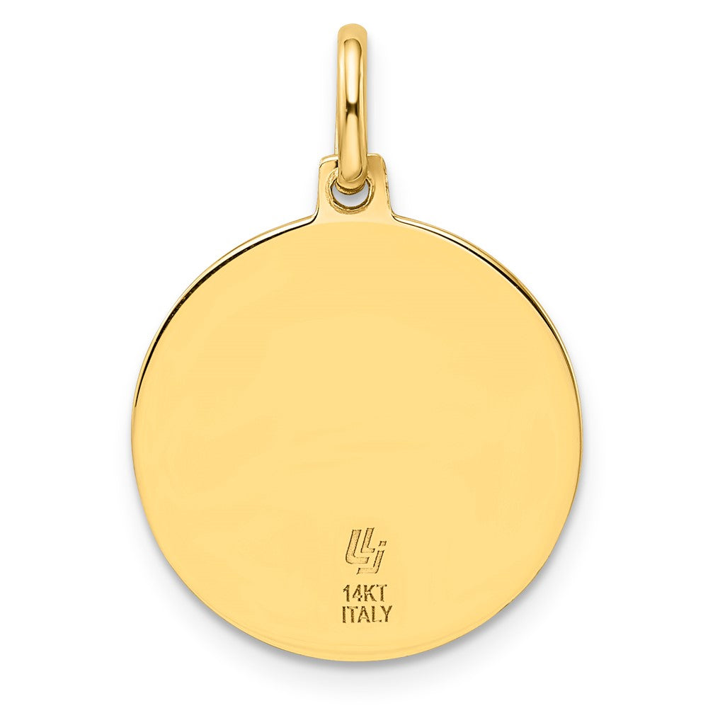 Polished and Satin Round St. Christopher Pendant - 18.5mm