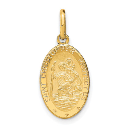 Polished and Satin Oval St. Christopher Pendant