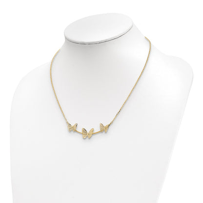Polished Filigree 3-Butterfly Bar Necklace 18"
