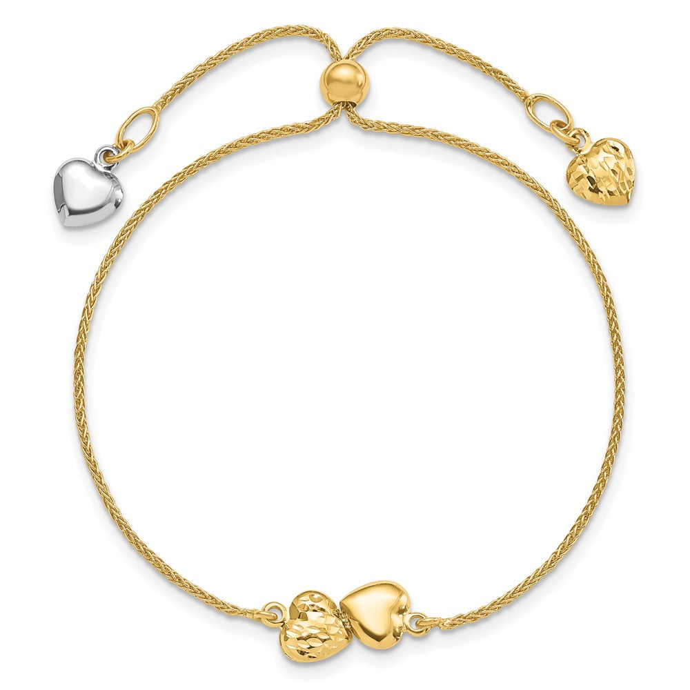 Polished D/C Heart Adjustable Bracelet