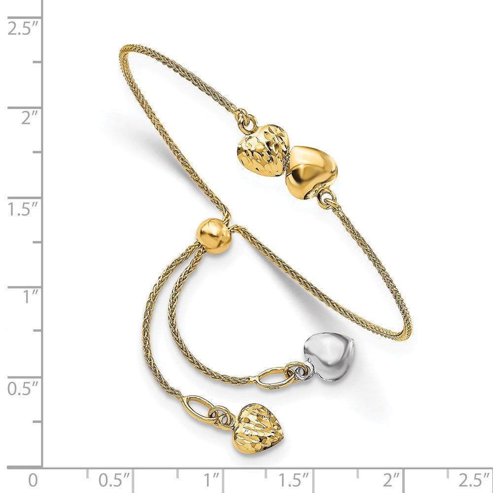 Polished D/C Heart Adjustable Bracelet