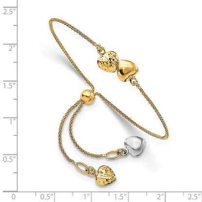 Polished D/C Heart Adjustable Bracelet