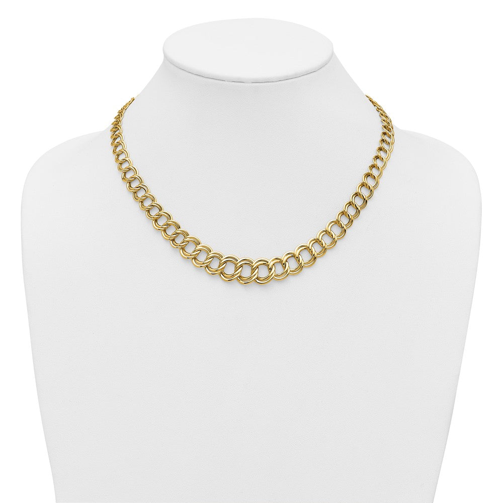Polished Graduated Double Link Necklace 18"
