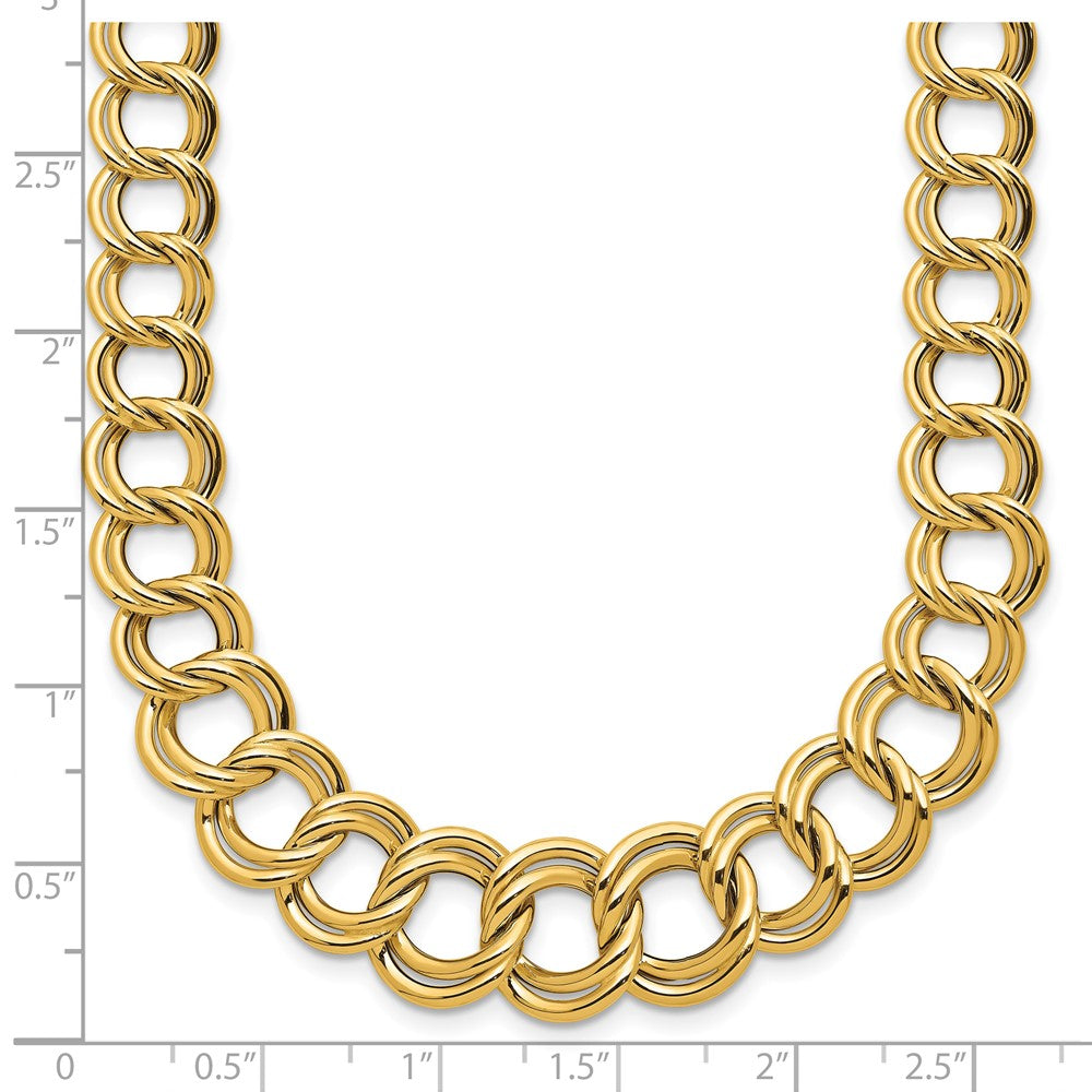 Polished Graduated Double Link Necklace 18"