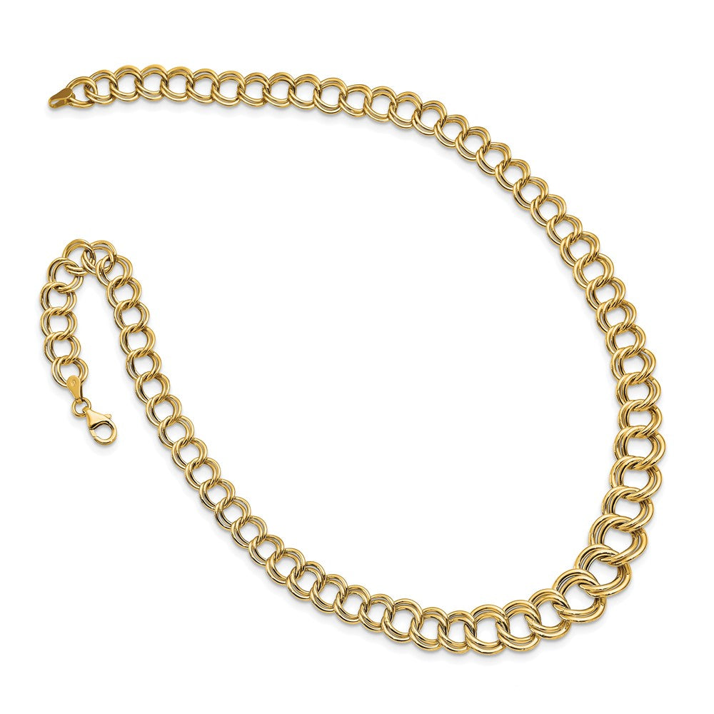 Polished Graduated Double Link Necklace 18"