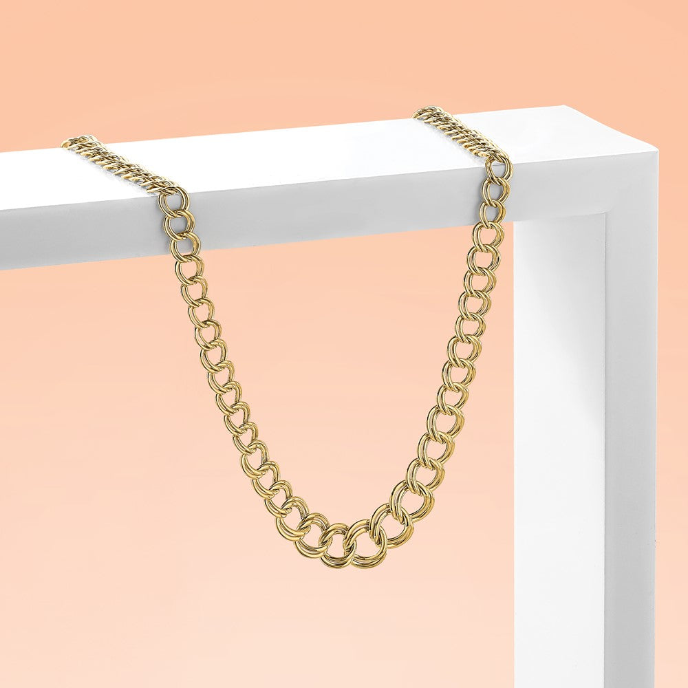 Polished Graduated Double Link Necklace 18"