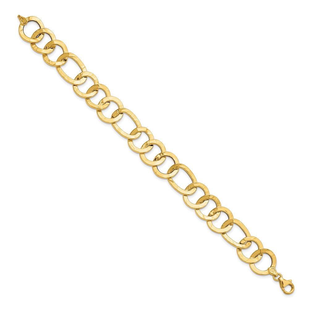 Polished Textured Fancy Link Bracelet 7.75" - 13.4mm