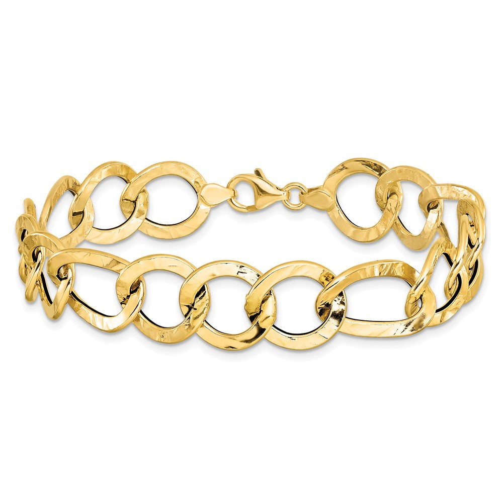 Polished Textured Fancy Link Bracelet 7.75" - 13.4mm