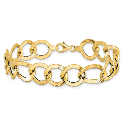 Polished Textured Fancy Link Bracelet 7.75" - 13.4mm