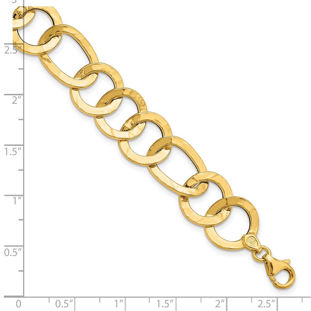Polished Textured Fancy Link Bracelet 7.75" - 13.4mm