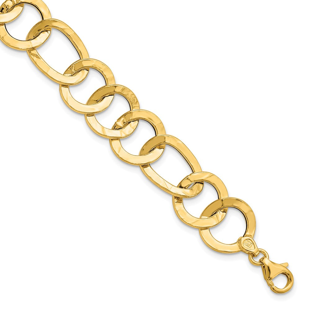 Polished Textured Fancy Link Bracelet 7.75" - 13.4mm