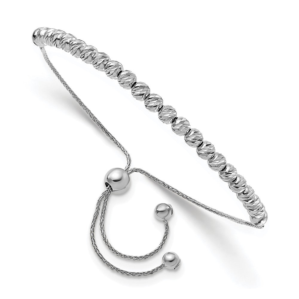 Polished D/C Beaded Bolo Adj. Bracelet