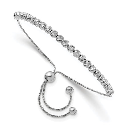 Polished D/C Beaded Bolo Adj. Bracelet