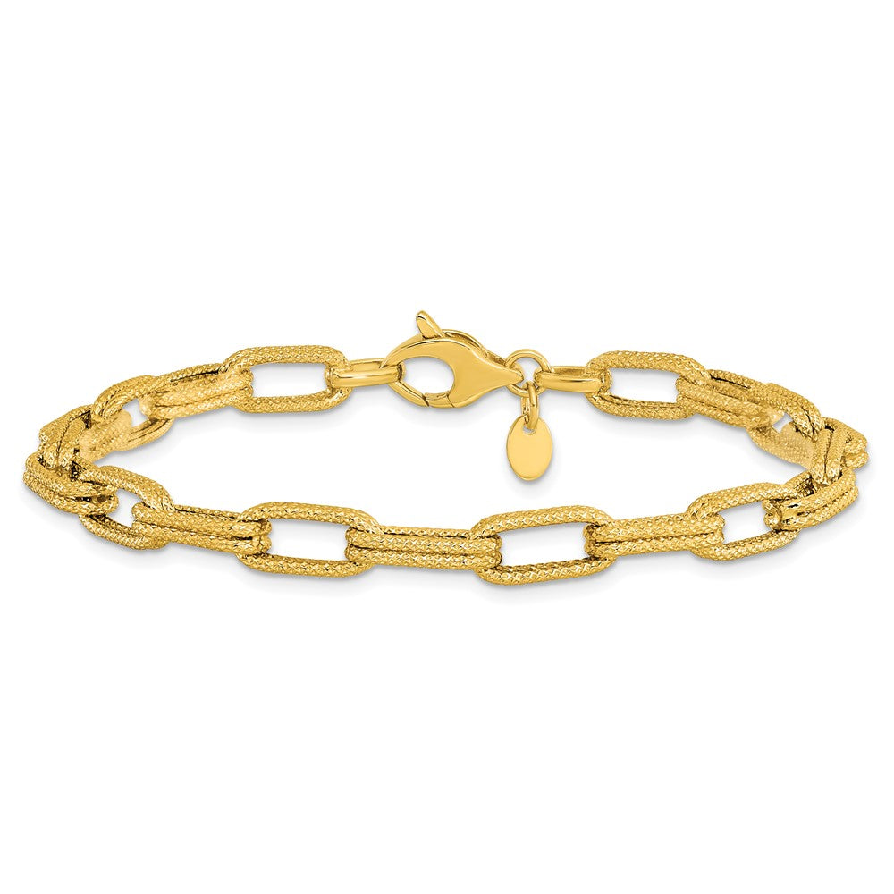 Polished Textured Fancy Link Bracelet 7.75" - 5.7mm