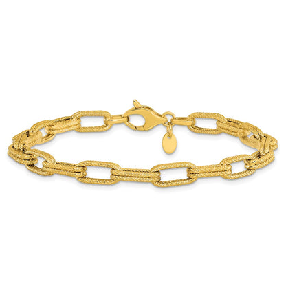 Polished Textured Fancy Link Bracelet 7.75" - 5.7mm