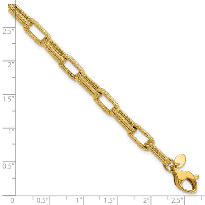 Polished Textured Fancy Link Bracelet 7.75" - 5.7mm