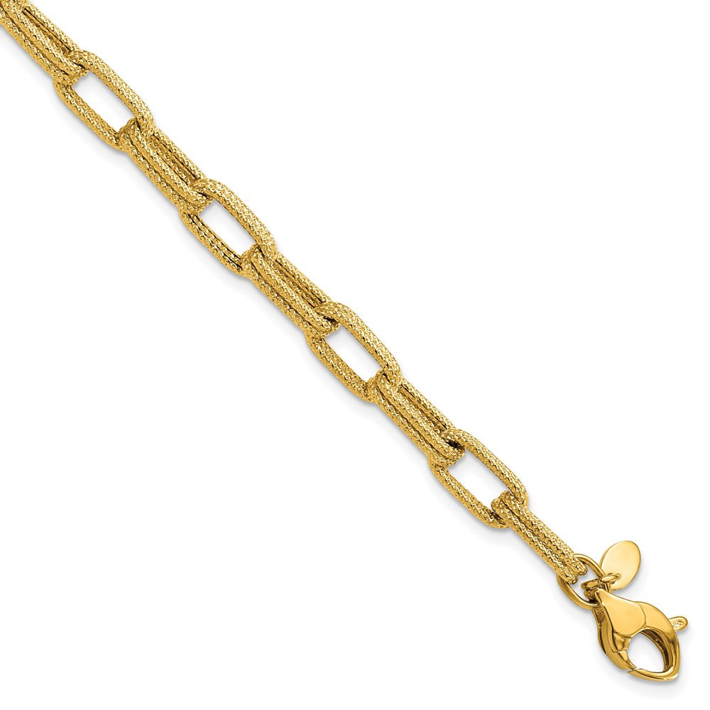 Polished Textured Fancy Link Bracelet 7.75" - 5.7mm