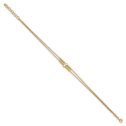 Polished D/C Beaded 2-strand w/ 1in ext Bracelet
