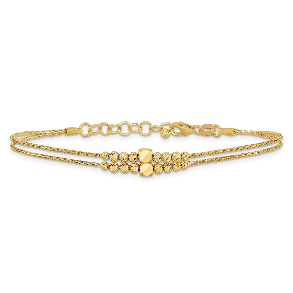 Polished D/C Beaded 2-strand w/ 1in ext Bracelet