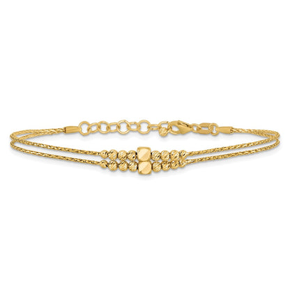 Polished D/C Beaded 2-strand w/ 1in ext Bracelet