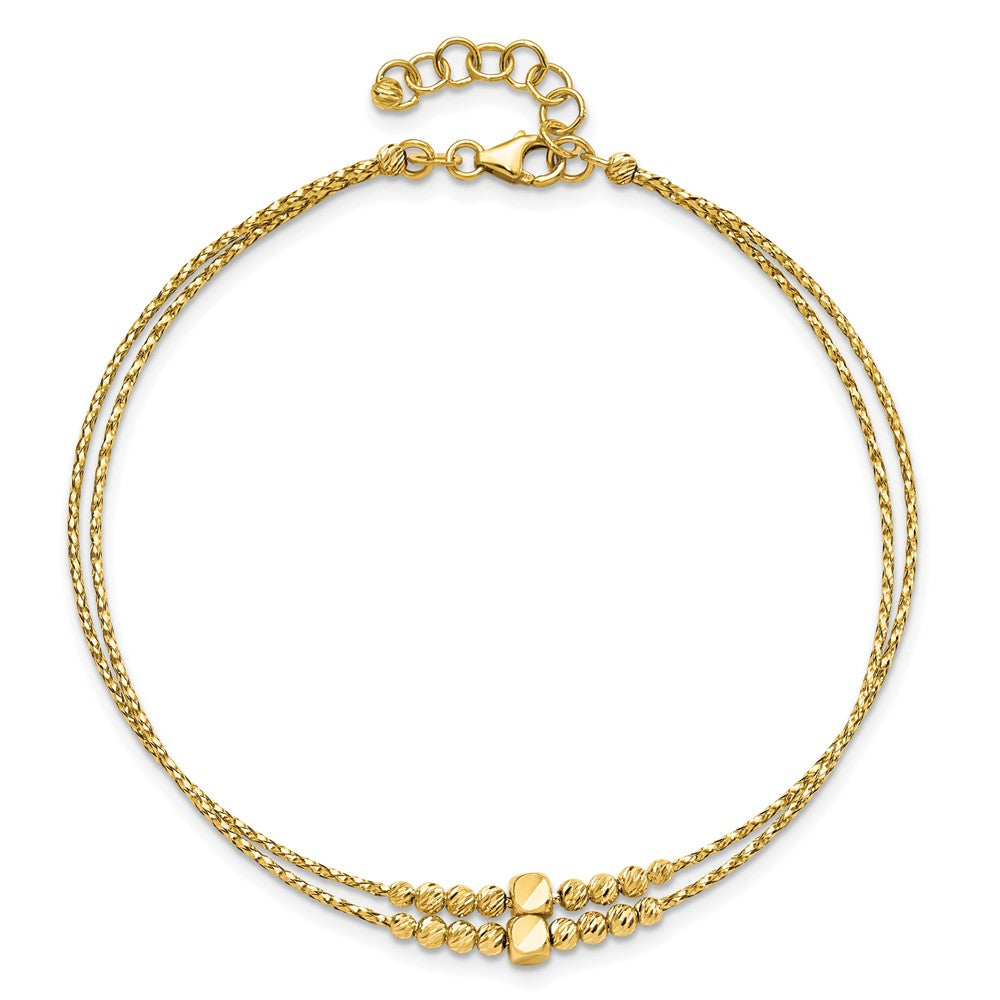 Polished D/C Beaded 2-strand w/ 1in ext Bracelet