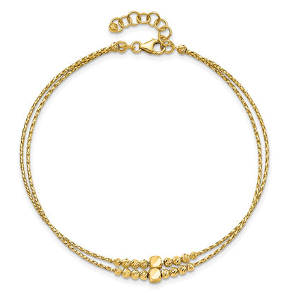 Polished D/C Beaded 2-strand w/ 1in ext Bracelet