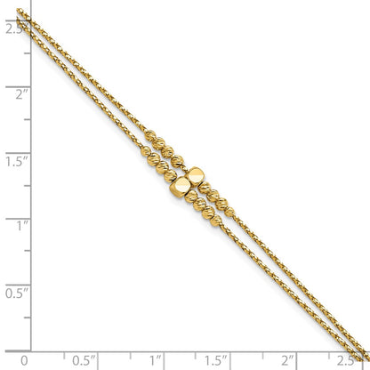 Polished D/C Beaded 2-strand w/ 1in ext Bracelet