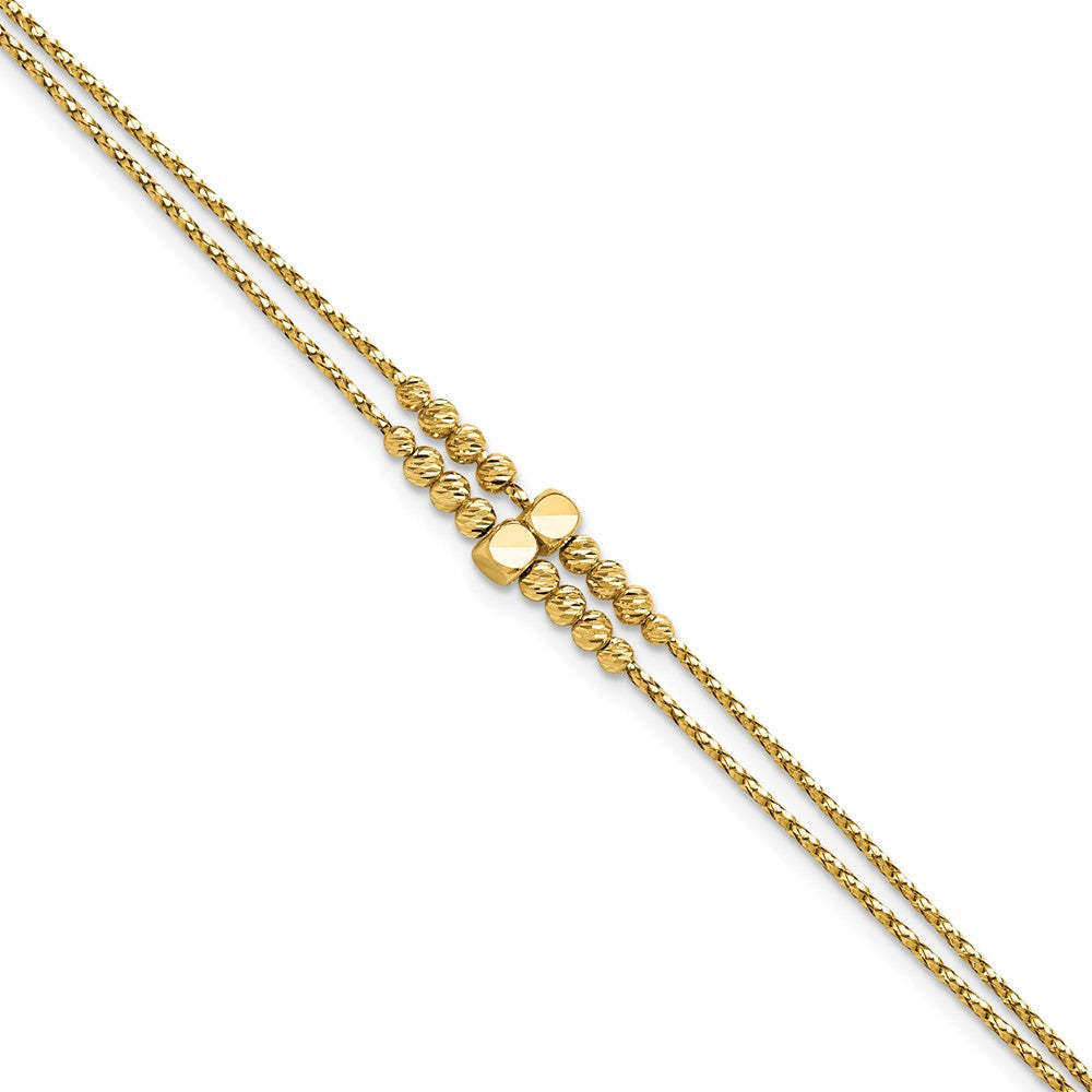 Polished D/C Beaded 2-strand w/ 1in ext Bracelet
