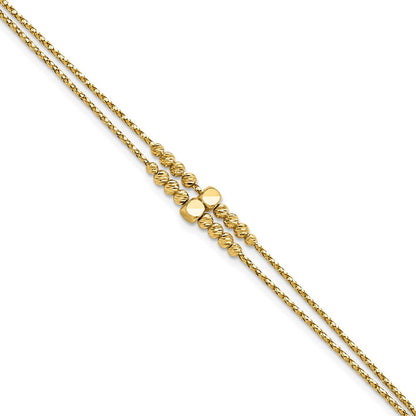 Polished D/C Beaded 2-strand w/ 1in ext Bracelet