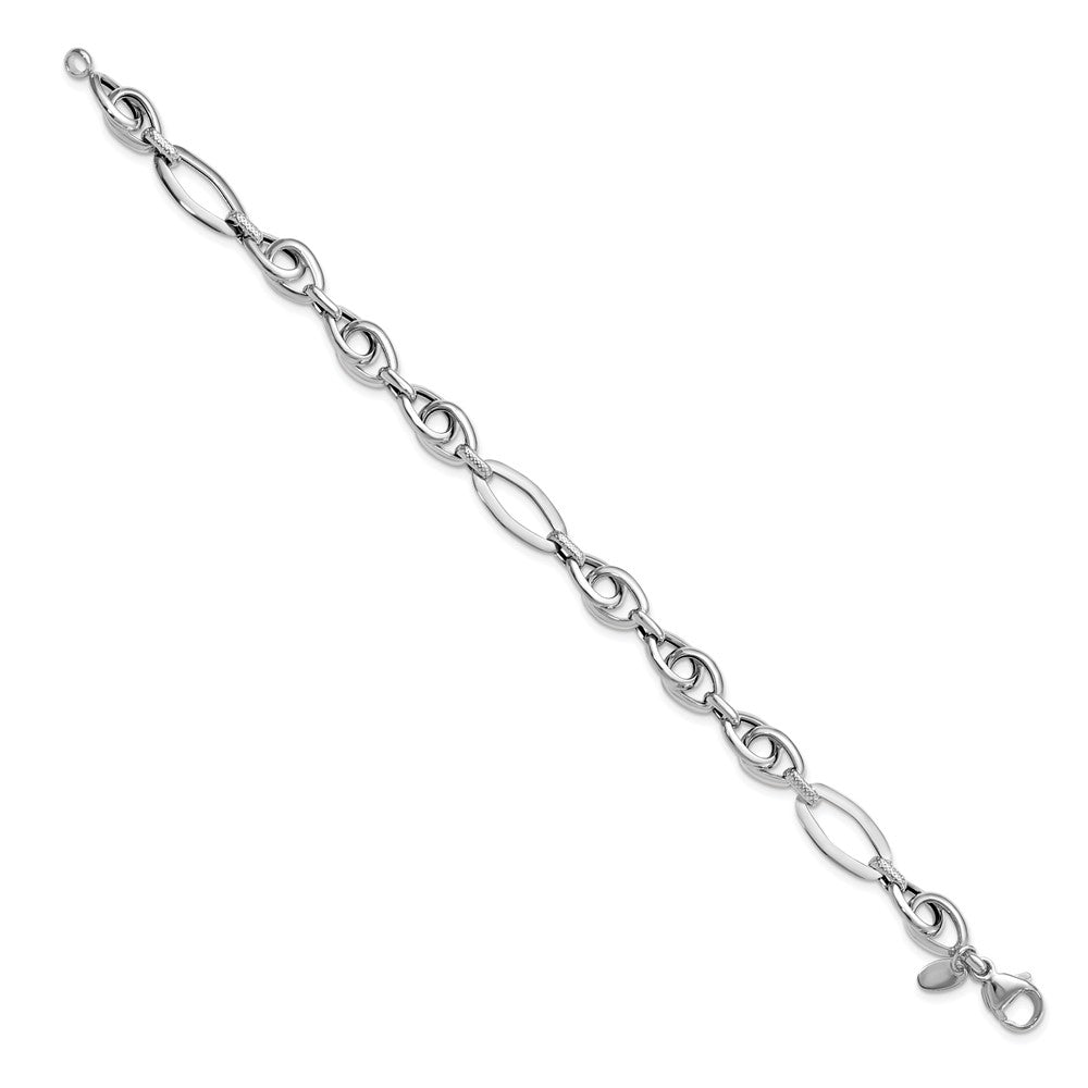 Polished Textured Fancy Link Bracelet 7.75" - 8.25mm